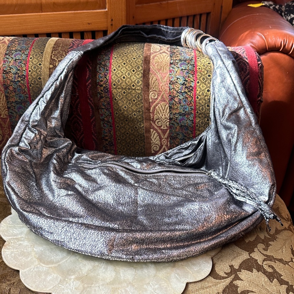 red Silver Metallic Women's Bag
